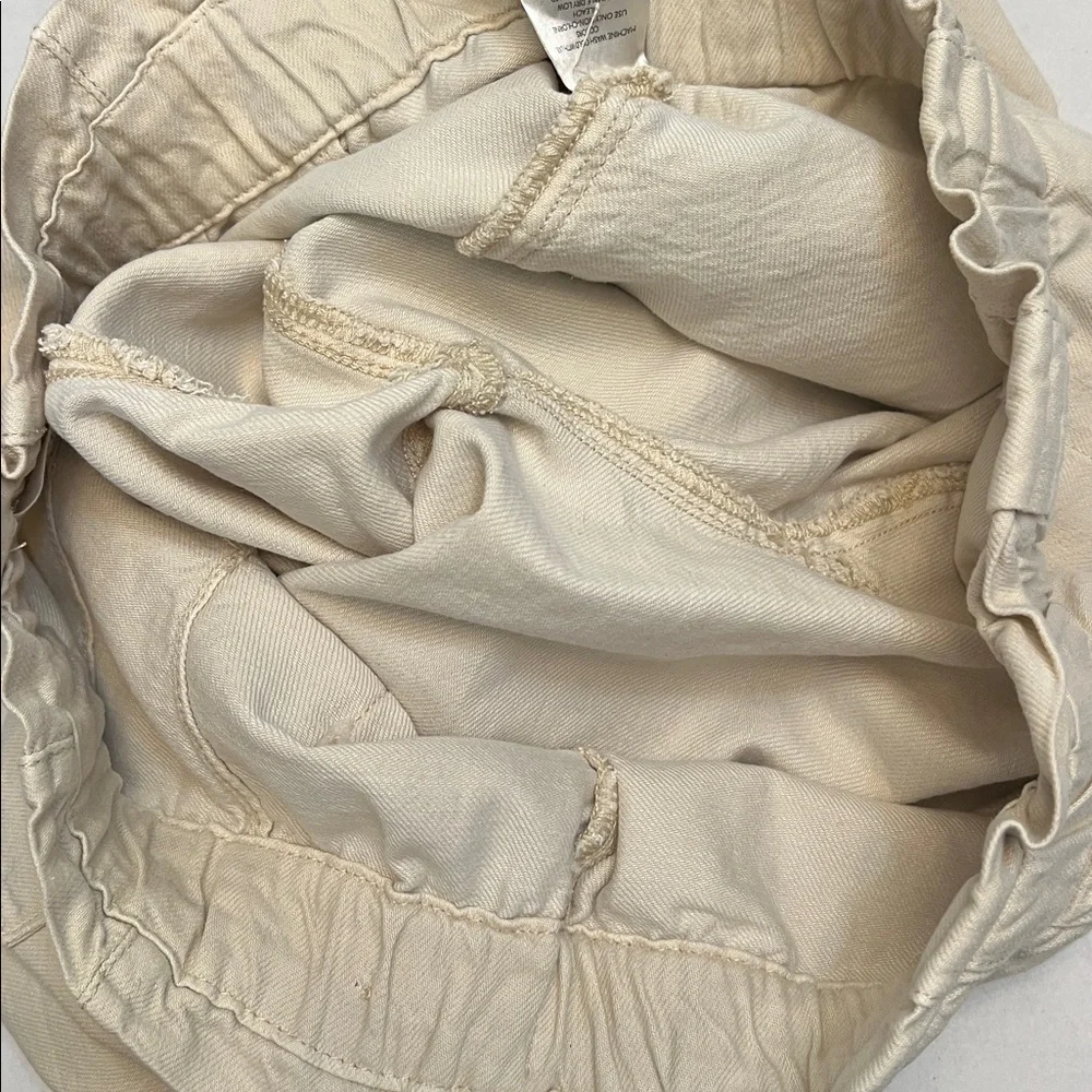 PILCRO ANTHROPOLOGIE CREAM HIGH RISE CROPPED PAPERBAG WIDE LEG PANTS LP
